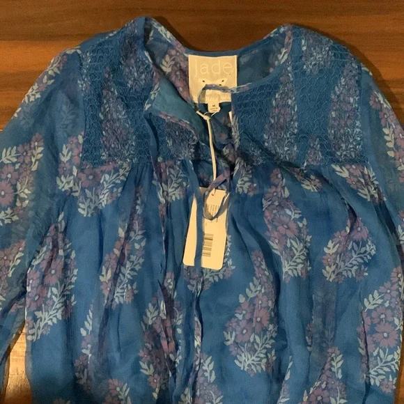 New Johnny Was Jade Blue Blaire Floral 100% Silk Midi Dress - Picture 8 of 16